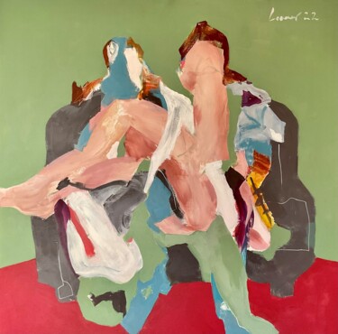 Peinture intitulée "pareja en sofa 2" par Óscar Luis Leonor De Frutos, Œuvre d'art originale, Acrylique