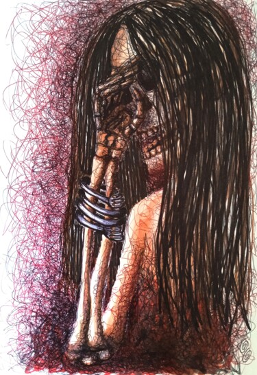 Desenho intitulada "La manipulatrice pe…" por Oscar Olarte, Obras de arte originais, Canetac de aerossol Montado em Cartão