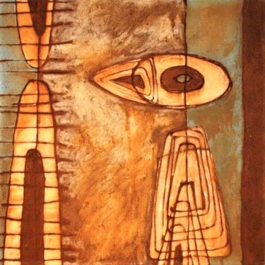 Painting titled "hombre pajaro" by Oscar Londoño, Original Artwork, Pigments