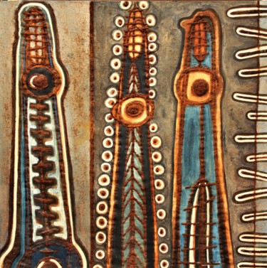 Painting titled "Totems" by Oscar Londoño, Original Artwork, Pigments