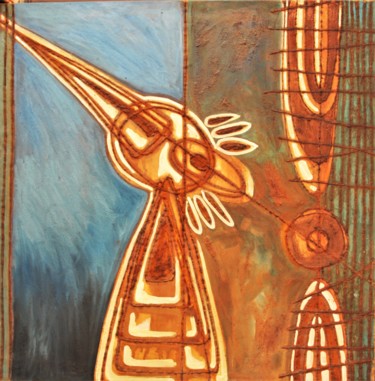 Painting titled "colibri" by Oscar Londoño, Original Artwork, Pigments Mounted on Wood Stretcher frame