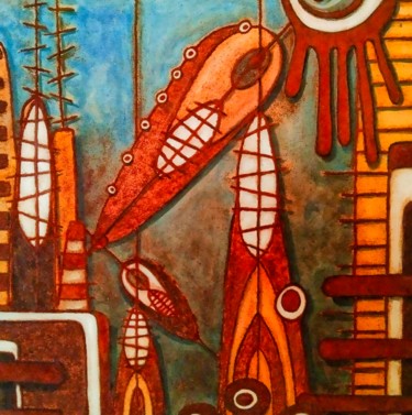 Pintura titulada "ciudad Pajaros" por Oscar Londoño, Obra de arte original, Acrílico Montado en Bastidor de camilla de madera