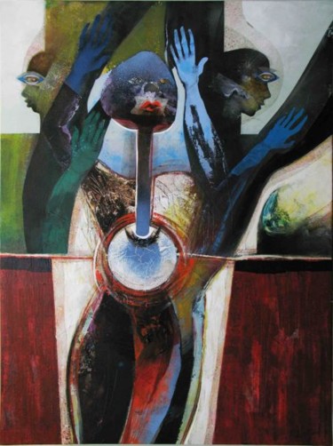 Schilderij getiteld "INDIGNADOS" door Oscar Carballo, Origineel Kunstwerk, Olie