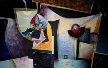Pittura intitolato "PLENILUNIO" da Oscar Carballo, Opera d'arte originale, Olio