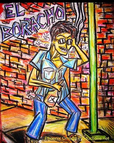 Painting titled "" El Borracho "" by Oscar Galvan, Original Artwork, Oil