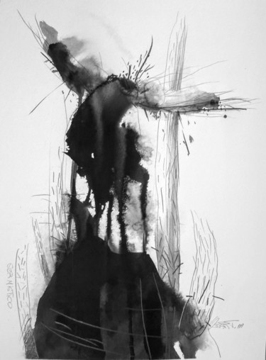 Peinture intitulée "Ser Mistico" par Oscar Torres Perez, Œuvre d'art originale, Encre