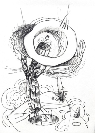 Картина под названием "Cactus" - Oscar Torres Perez, Подлинное произведение искусства, Гелевая ручка