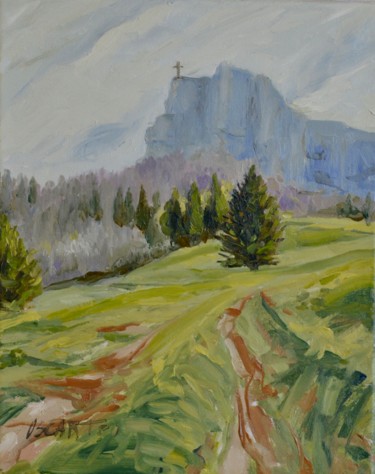 Painting titled "paysage naturaliste…" by Oscar Torres Perez, Original Artwork, Oil