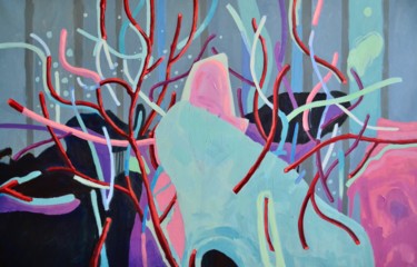 Картина под названием "Arbustes" - Oscar Torres Perez, Подлинное произведение искусства, Масло