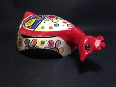 Sculpture titled "Poule" by Oshawane, Original Artwork, Ceramics