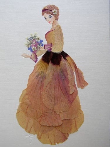 Ремесла под названием "Дама с букетом цвет…" - Tatiana Berdnik, Подлинное произведение искусства