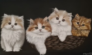Рисунок под названием "Kittens" - Алёна Ошкина, Подлинное произведение искусства, Пастель