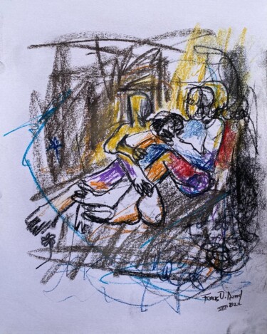 Tekening getiteld "A shoulder to lie on" door Oshorenoya David Francis, Origineel Kunstwerk, Pastel