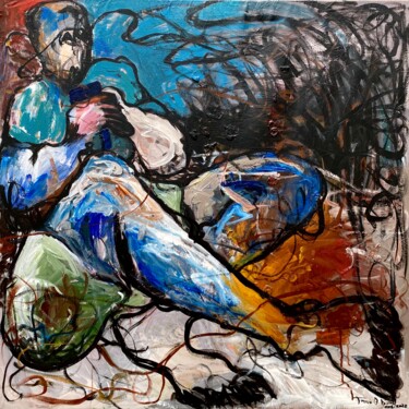 Картина под названием "Sit and Check" - Oshorenoya David Francis, Подлинное произведение искусства, Акрил
