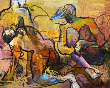 Peinture intitulée "Lean on me  (the ri…" par Oshorenoya David Francis, Œuvre d'art originale, Acrylique Monté sur Châssis e…