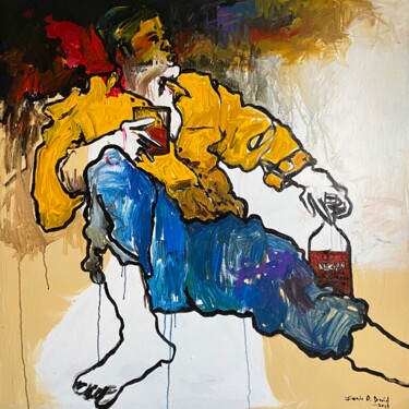 Schilderij getiteld "Cool Chilling" door Oshorenoya David Francis, Origineel Kunstwerk, Acryl