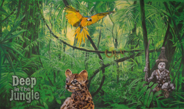 Painting titled "Deep in the Jungle" by Osi, Original Artwork, Acrylic