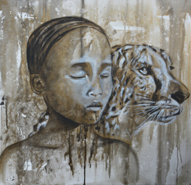 Schilderij getiteld "Breath 1" door Osi, Origineel Kunstwerk, Acryl Gemonteerd op Frame voor houten brancard
