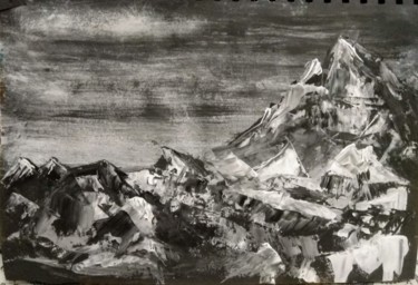 Картина под названием "Зимние Горы" - Елена Осинцева, Подлинное произведение искусства, Гуашь