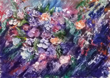 Картина под названием "Абстракция Цветы" - Елена Осинцева, Подлинное произведение искусства, Гуашь