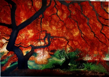 Peinture intitulée "Красное дерево" par Askar Mirzaev, Œuvre d'art originale, Huile