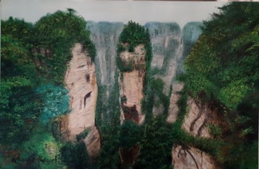 Painting titled "Горы Китай Тянзи" by Askar Mirzaev, Original Artwork, Oil