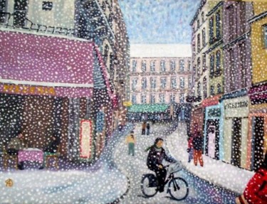 Peinture intitulée "Snow in Paris" par Alan Embrée Osler, Œuvre d'art originale, Huile