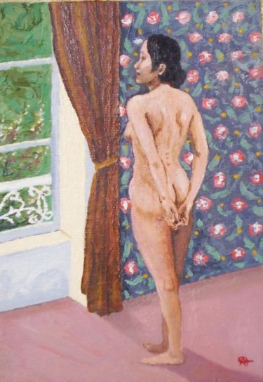 Peinture intitulée "Nude at a window." par Alan Embrée Osler, Œuvre d'art originale, Huile