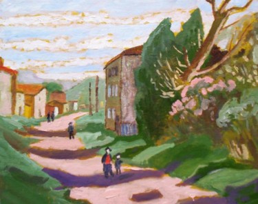 Peinture intitulée "Village" par Alan Embrée Osler, Œuvre d'art originale, Huile