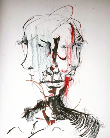 Drawing titled "in voices II" by Osman Özkan, Original Artwork, Ballpoint pen