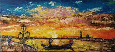 Pintura intitulada "Entardecer em veneza" por Osmar Ropelatto, Obras de arte originais, Acrílico Montado em Armação em madei…