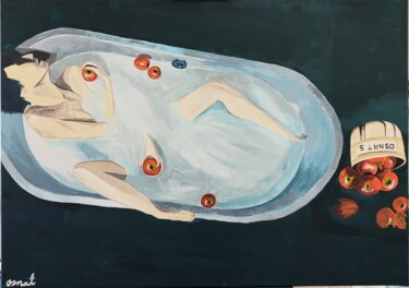 Pittura intitolato "Woman with apples" da Osnat Saban, Opera d'arte originale, Acrilico