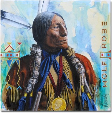 Peinture intitulée "WOLF ROBE - Cheyenne" par Jean-Luc Osswald, Œuvre d'art originale, Acrylique