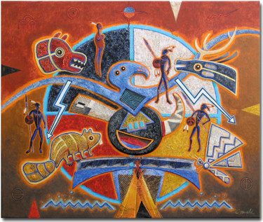 Pintura intitulada "WAKINAN TANKA (Siou…" por Jean-Luc Osswald, Obras de arte originais, Acrílico