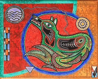 Malerei mit dem Titel "COYOTE - Shamanic C…" von Jean-Luc Osswald, Original-Kunstwerk, Acryl