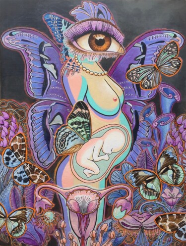 Painting titled "LA NAISSANCE" by Jean-Luc Osswald, Original Artwork, Acrylic Mounted on artwork_cat.