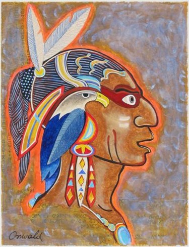 Painting titled "GREAT CHIEF" by Jean-Luc Osswald, Original Artwork, Acrylic