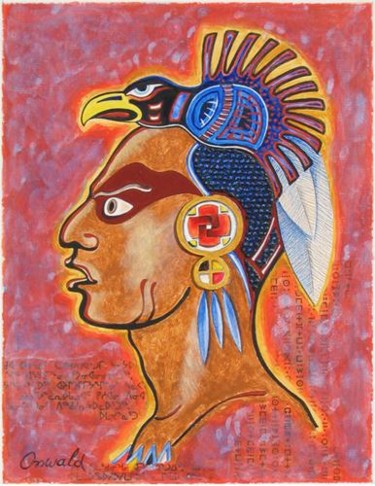 Painting titled "HURON CHIEF" by Jean-Luc Osswald, Original Artwork, Acrylic