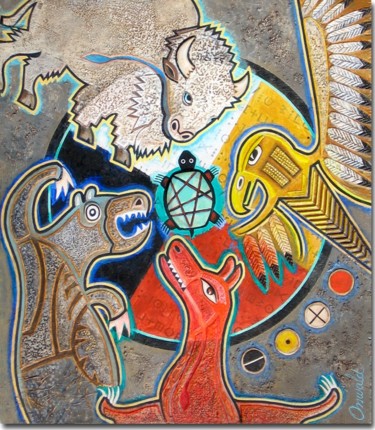 Painting titled "MEDICINE WHEEL" by Jean-Luc Osswald, Original Artwork, Acrylic
