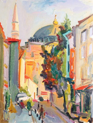 Malerei mit dem Titel "Street in Istanbul" von Ostap Patyk, Original-Kunstwerk, Öl