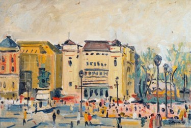 Painting titled "Opera House in Belg…" by Ostap Patyk, Original Artwork, Oil