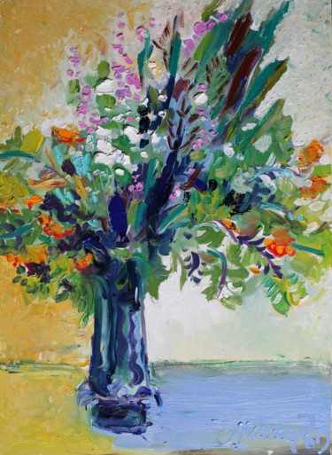 Painting titled "Wildflowers" by Ostap Patyk, Original Artwork, Oil