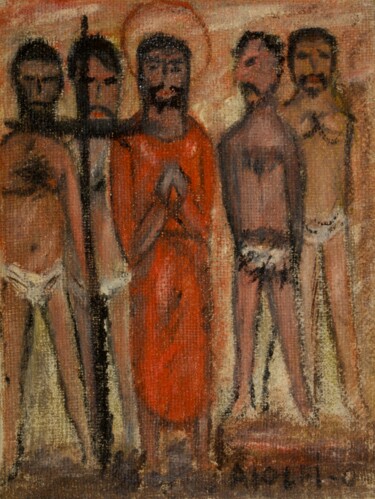 Painting titled "1- Gesù accetta la…" by Osvaldo Aiolfi, Original Artwork, Oil