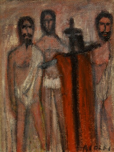 Pittura intitolato "2 - Gesù caricato d…" da Osvaldo Aiolfi, Opera d'arte originale, Olio