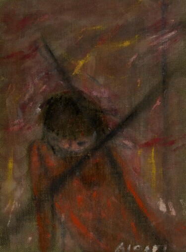 Pittura intitolato "9 - Gesù, annientat…" da Osvaldo Aiolfi, Opera d'arte originale, Olio