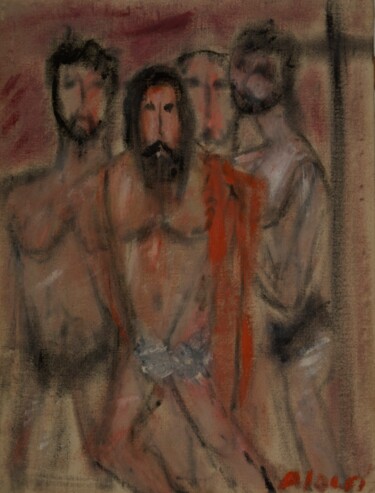 Painting titled "10 - Gesù spogliato…" by Osvaldo Aiolfi, Original Artwork, Oil