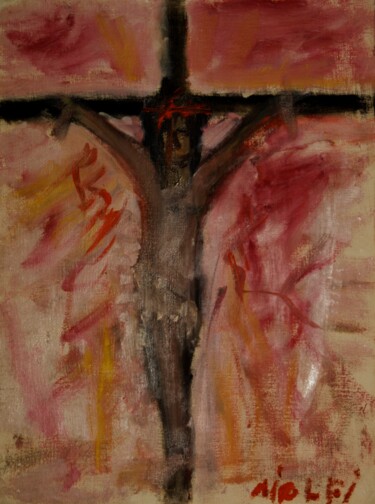 Pittura intitolato "11- Gesù crocefisso" da Osvaldo Aiolfi, Opera d'arte originale, Olio
