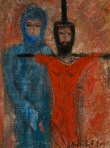 Painting titled "13 - Maria accanto…" by Osvaldo Aiolfi, Original Artwork, Oil
