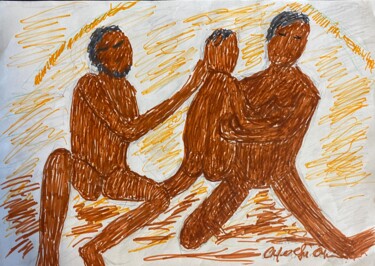 Painting titled "La famiglia" by Osvaldo Aiolfi, Original Artwork, Marker