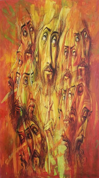 Malerei mit dem Titel "La señal de la cruz" von Osvaldo Cantillo, Original-Kunstwerk, Acryl Auf Keilrahmen aus Holz montiert